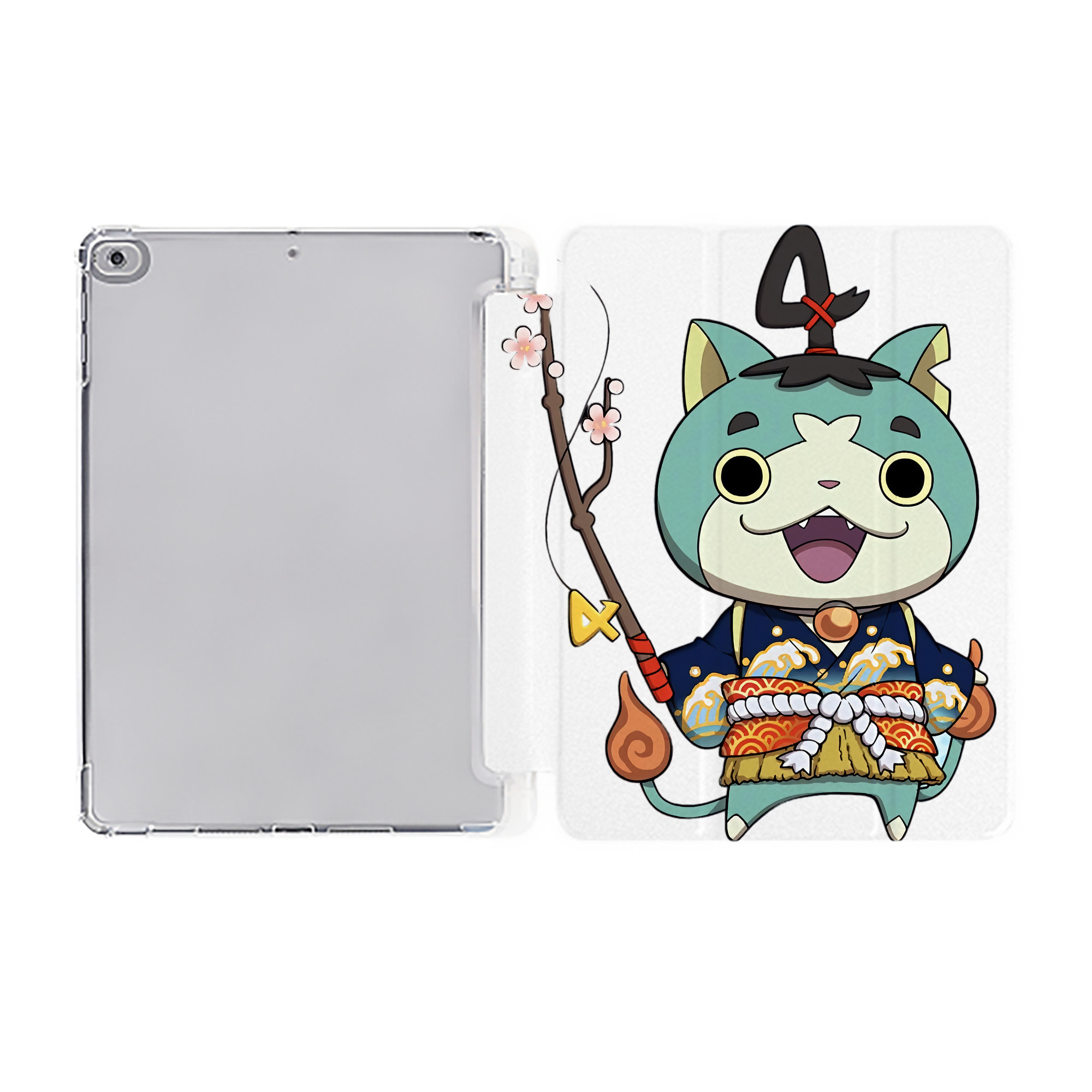 （画像用） 妖怪ウォッチ Yo-kai Watch IPad ケース ペン収納付き 三つ折りスタンド PUレザー×シリコン 対応機種9.5/10.5/10.9インチ